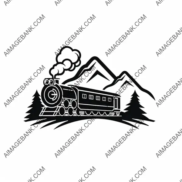 A minimalistic silhouette of a cute vintage train rider.