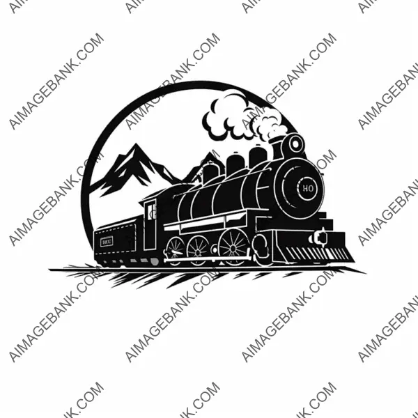 A playful design of a vintage train rider in silhouette.