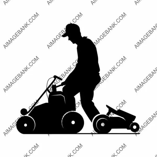 A determined ink design of a lawn mower man.