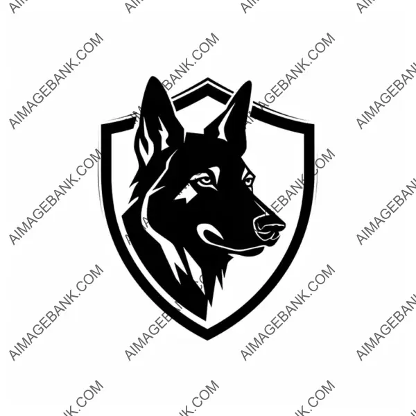 An aggressive tattoo of a police dog silhouette.