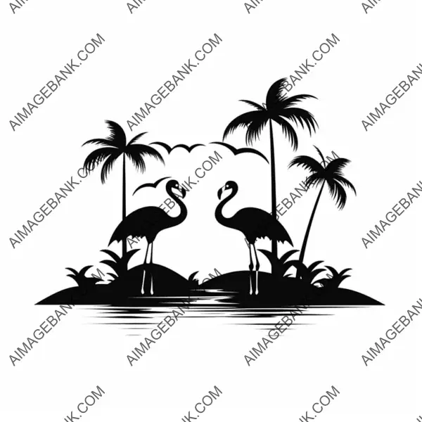 Graceful Flamingos Design in Minimalistic Style.