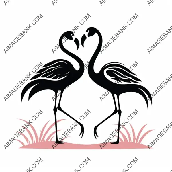 Graceful Flamingo Pair Design in Minimalistic Style.