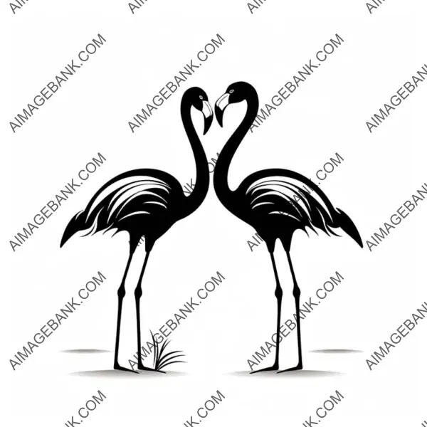 Minimalistic Two Flamingos Logo.