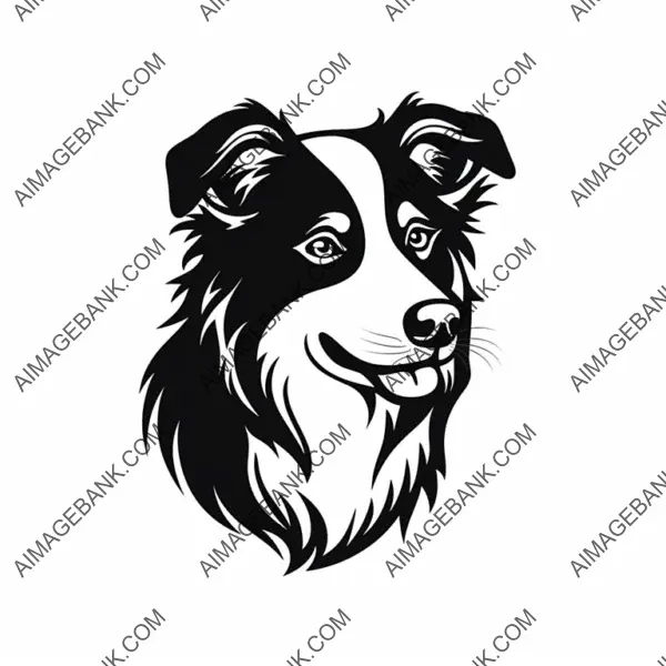 Minimalistic Silhouette Logo of an Australian Shepherd Dog.