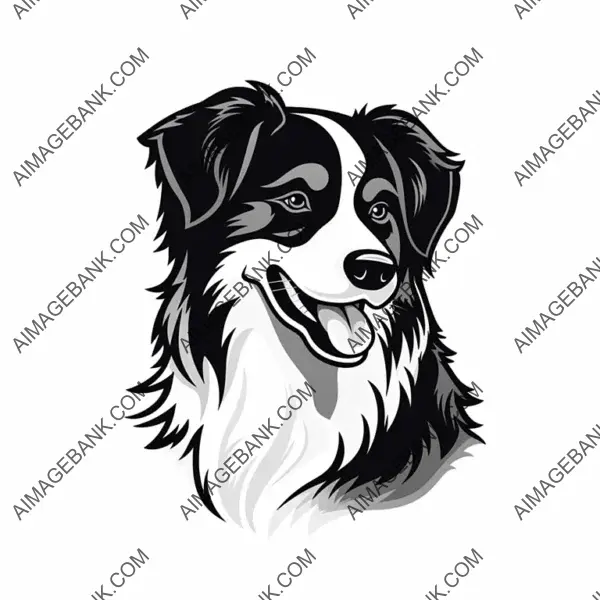 Sporty Australian Shepherd Dog in Silhouette.