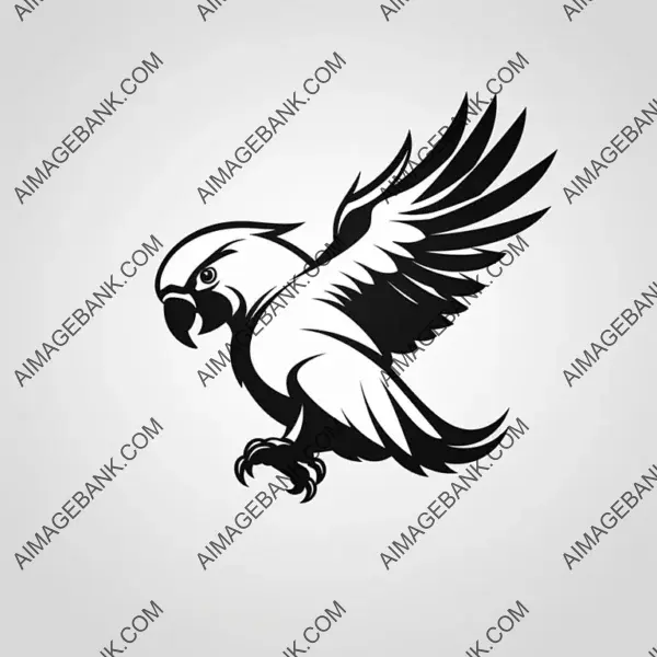 Flying Cockatoo Parrot Sports Team in Silhouette Logo.