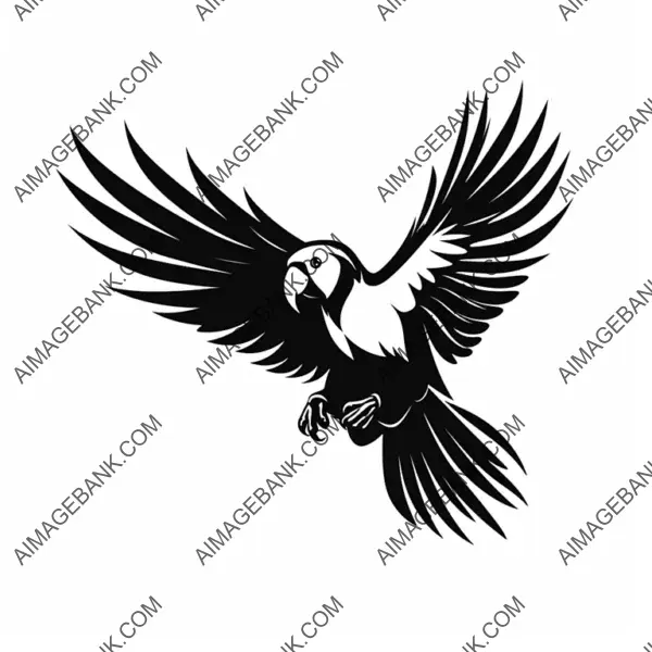 Silhouette Logo Featuring a Flying Cockatoo Parrot.