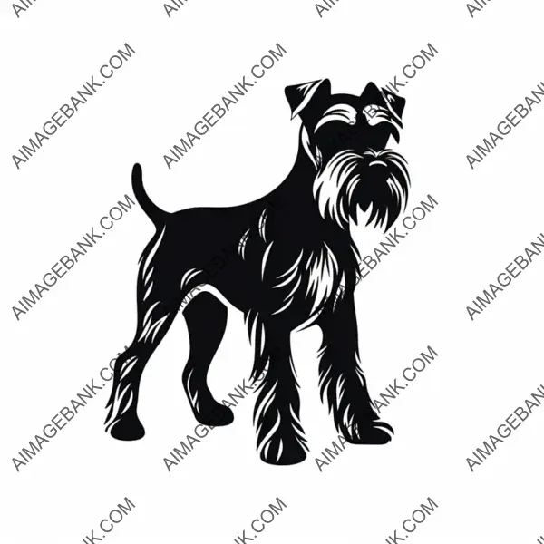 Minimalistic Silhouette Logo of a Miniature Schnauzer.