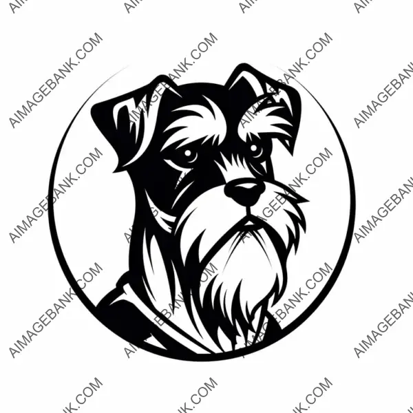 Silhouette Logo of a Sporty Miniature Schnauzer.