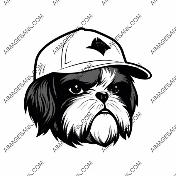 Silhouette Logo Featuring a Happy Shih Tzu Sports Team.