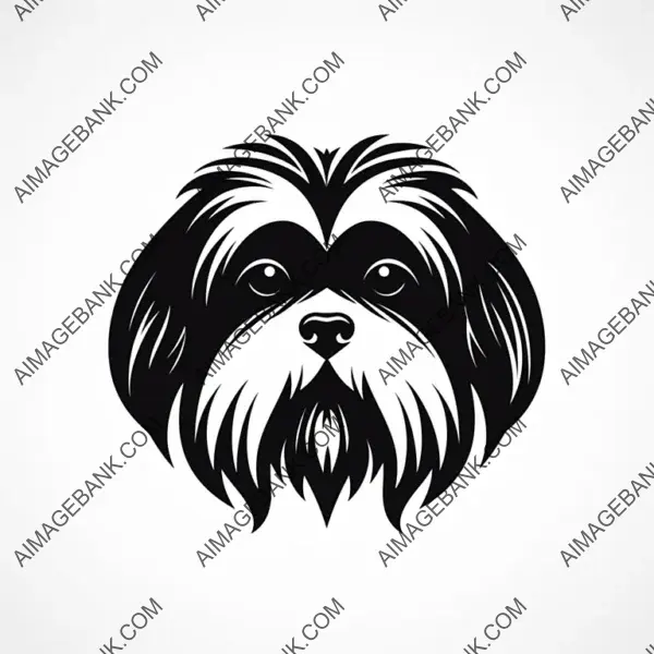 Minimalistic Silhouette Logo of a Very Cute Wide Shih Tzu.