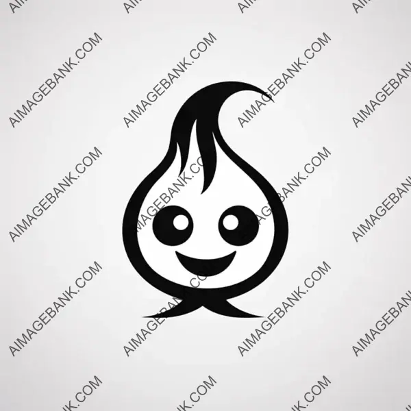 Minimalistic Silhouette Logo of a Cute Angry Onion.