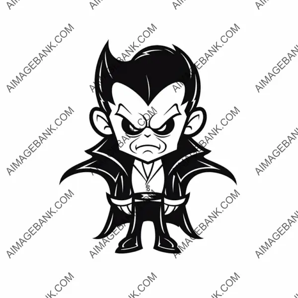 Cute Angry Vampire Full Body Silhouette Mascot.