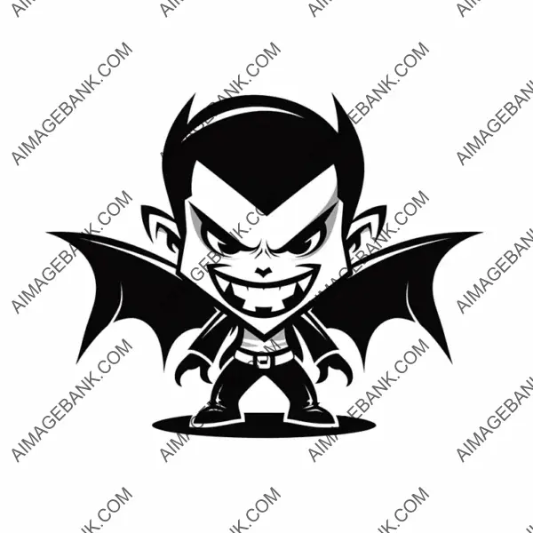 Silhouette Logo of a Cute Angry Vampire.