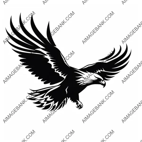 Silhouette Logo of an Eagle in Attacking Action with Laser.