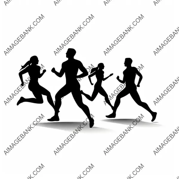 Few Running People in Action Laser Cut 2D Silhouette.