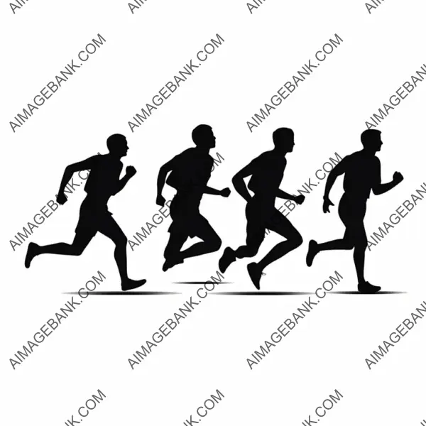 Laser Cut 2D Silhouette of Few Running People in Action.