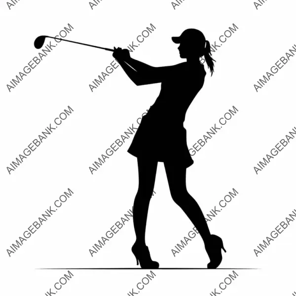 2D Silhouette of Girl as Golf Player in Action &#8211; Laser Cut.