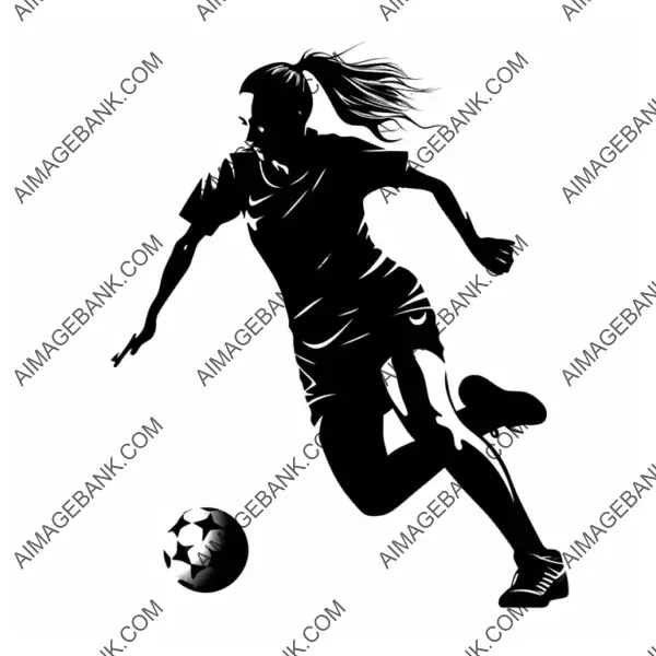 2D Silhouette of Girl as Soccer Player &#8211; Full Body.