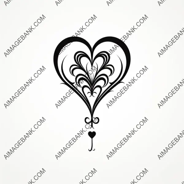 Heart-Shaped Balloon 2D Silhouette Vector.