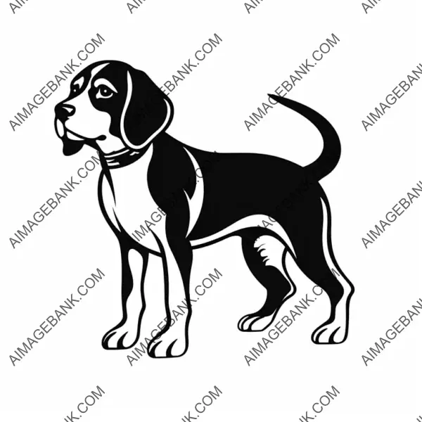 Cute Happy Beagle Sports Logo 2D Silhouette.