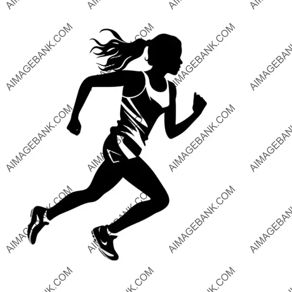 Girl Sprinting Laser Cut Design  2D Silhouette.