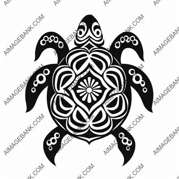 Silhouette of Turtle Mandala Clip Art  Simple and Clean.