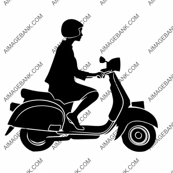 Scooter Girl in Black Silhouette Tattoo.