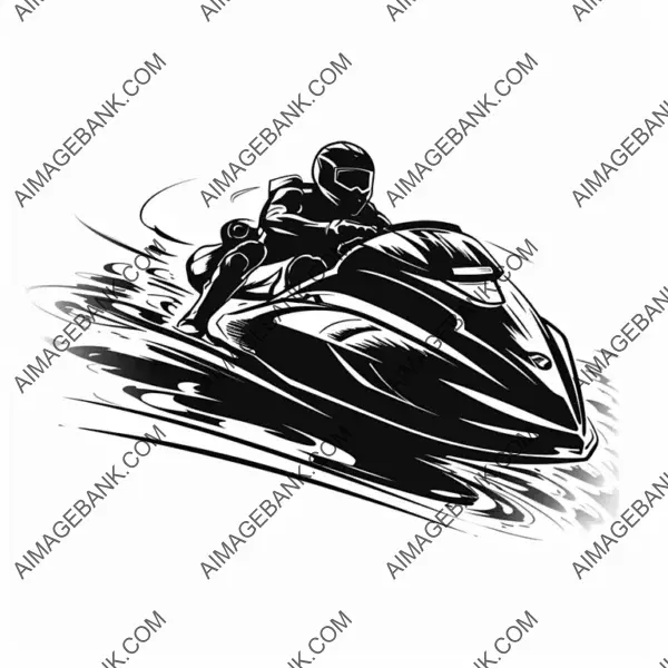 Black and White Jet-Ski Tattoo.