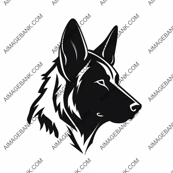 Cute Puppy German Shepherd Vector Tattoo.