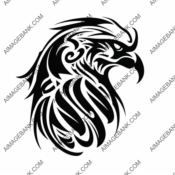 Eagle Silhouette Tattoo Design with Tribal Elements.