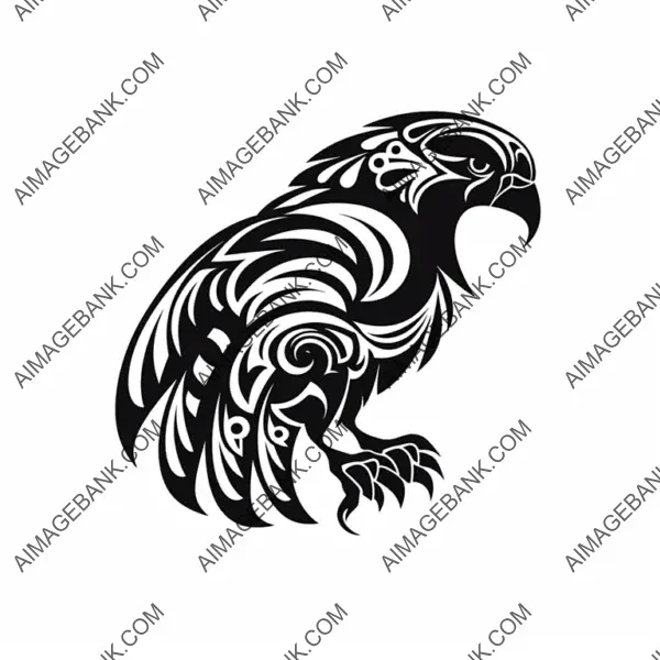 Flying Eagle Silhouette Tattoo Design with Tribal Elements.