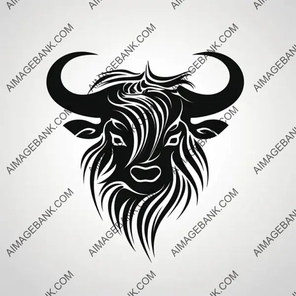 Tribal Moose Vector Tattoo in Black and White.