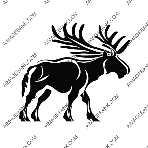 Black and White Tribal Moose Tattoo.