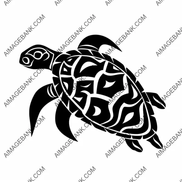 Turtle Silhouette Tattoo Design with Tribal Elements.