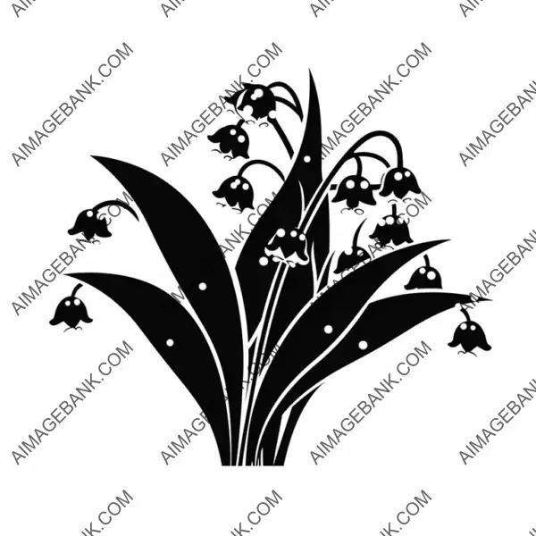 Lilies of the Valley Vector Tattoo with White Background.