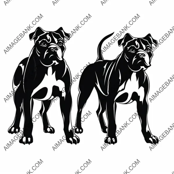 Two Angry Pitbulls Tattoo Design with White Background.