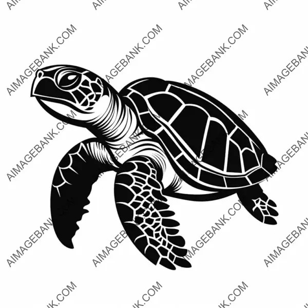 Turtle Logo Design with White Background in Black.