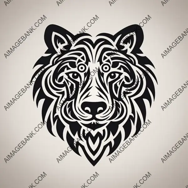 Flat Black Grizzly Bear Celtic Symbol Design.