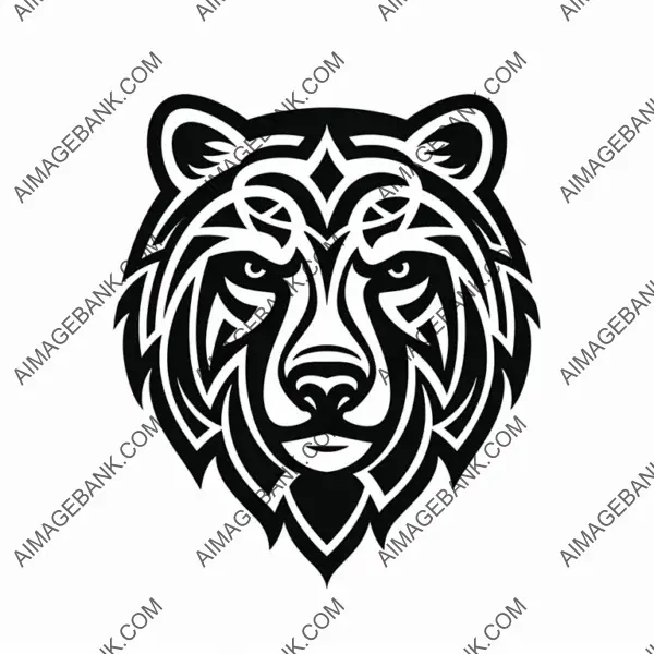 Grizzly Bear Celtic Symbol Flat Design in Black.