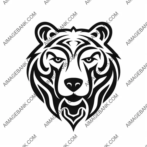 Celtic Symbol Design Featuring a Flat Black Grizzly Bear.