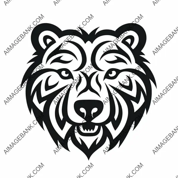 Flat Black Design of a Celtic Symbol with a Grizzly Bear.