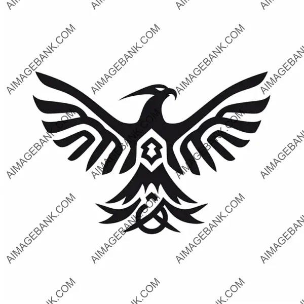 Flat Black Hawk Celtic Symbol Design on White Isolated Background.