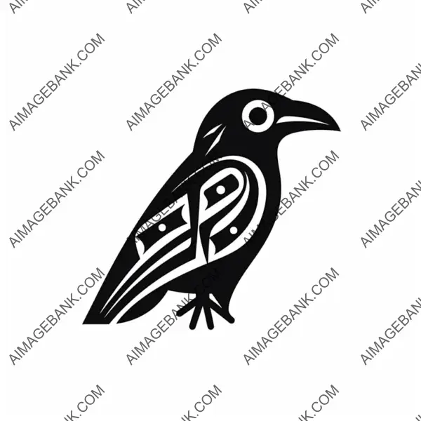 Line Art Icon of a Raven Logo for Rogue.