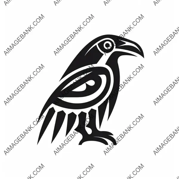 Raven Logo Icon in Rogue Line Art Style.