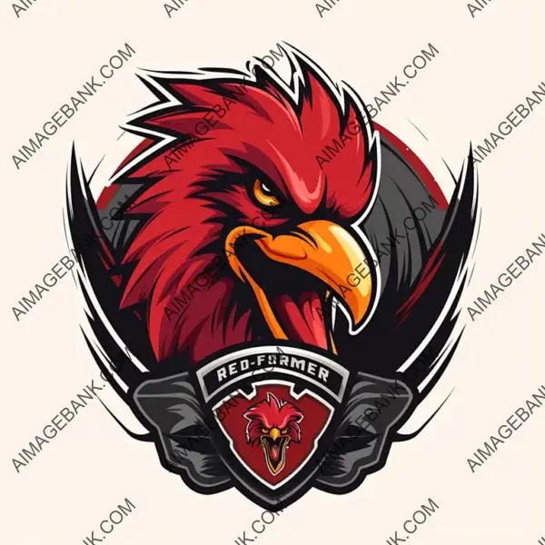 Rooster Chicken Emblem with Thunderous Design.