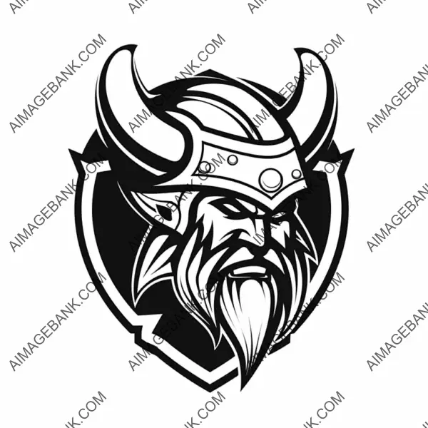 Vector Silhouette Logo of Very Aggressive Vikings Sports Team.