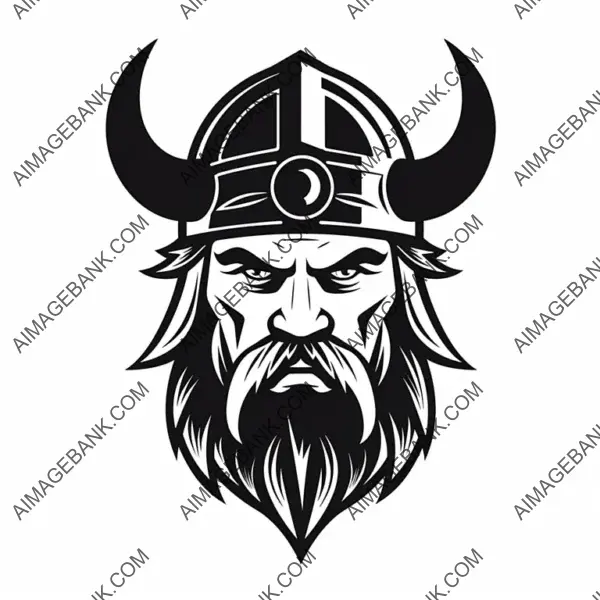 Vector Silhouette Logo of Very Aggressive Vikings Sports Team.