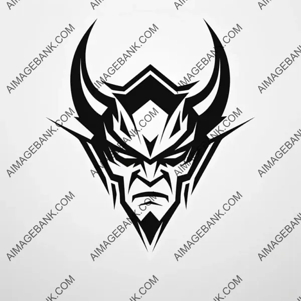 Silhouette Logo of Demons Knights Sports Team.