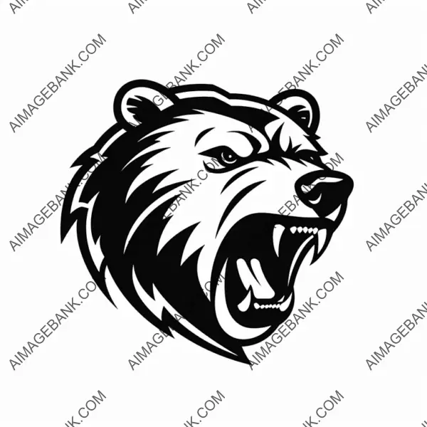 Silhouette Logo of Grizzly Sports Team in Side View.